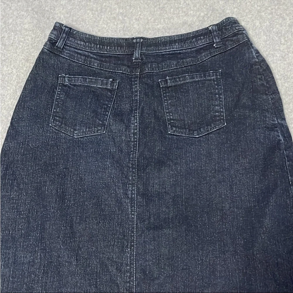 Black Midi Maxi Denim Skirt Size 10 Stretch Modest Y2K Minimalist Capsule